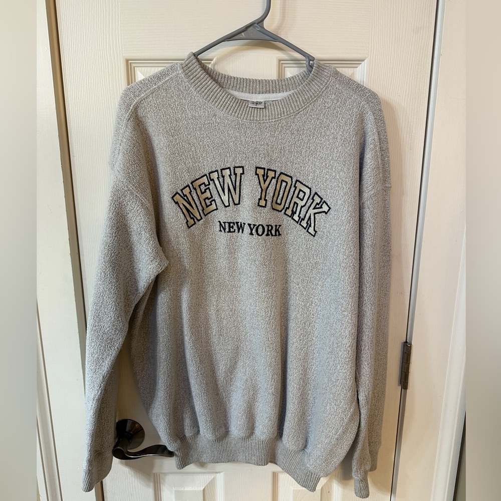 New York City Womens Beige Heathered Sweatshirt NYC Urban Citycore Urban Tourist